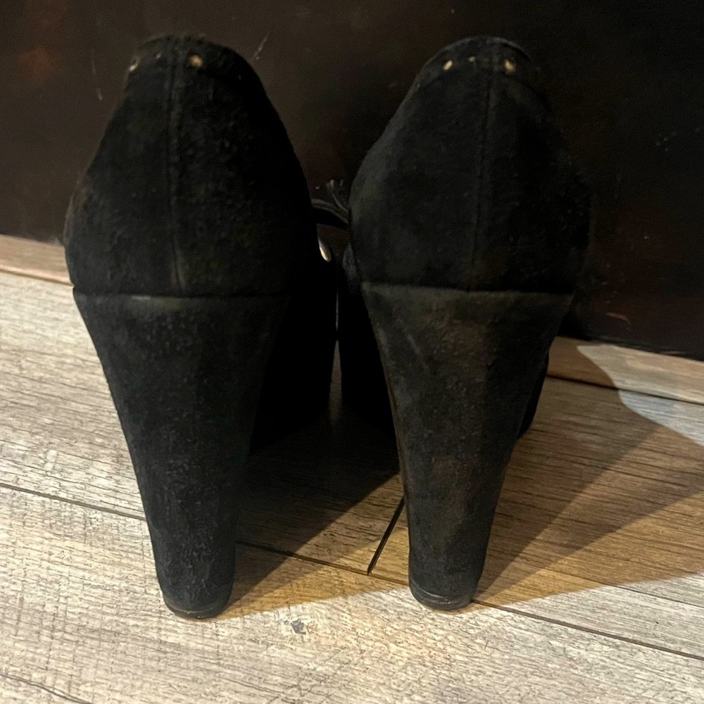 CHRISTIAN LOUBOUTIN AUTHENTIC SUEDE WEDGE HEELS 38 - Picture 3 of 5